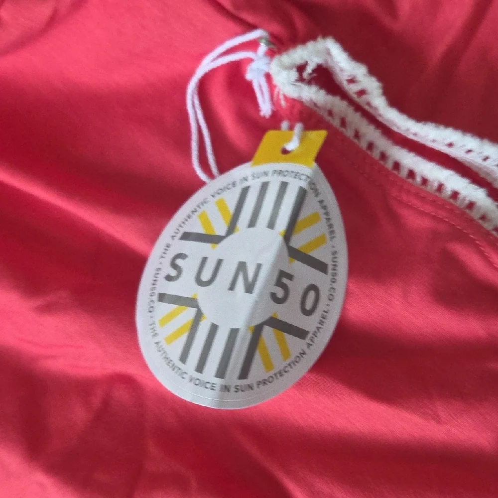 NEW! SUN50 UPF 50+ Swim Beach Shrug Kimono Coverup Cardigan with White Trim - Picture 11 of 13